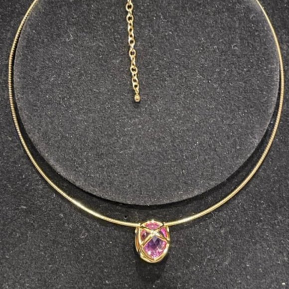 Vintage Joan Rivers gold tone collar necklace-Faux Amethyst stone - Picture 3 of 7